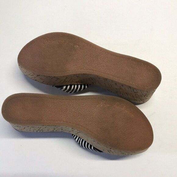 Sam Edelman Reid Zebra Print Cork Wedge Leather Slides Sandals Size 11M - Picture 9 of 12